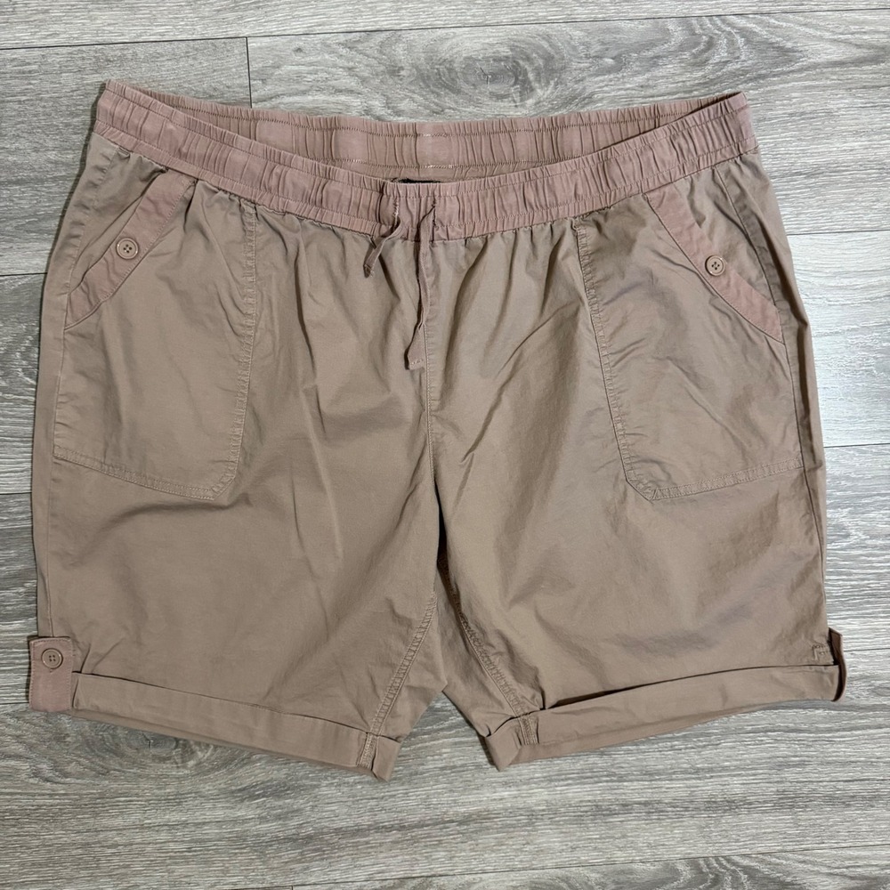 Lane Bryant Plus Size 22/24 Mauve Brown Utility Pull On Cuffed Shorts Drawstring